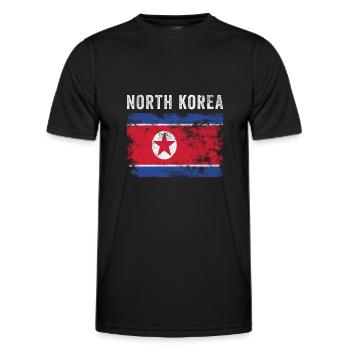 North Korea Flag Distressed - Men's Functional T-Shirt - black - Front - AI Model Male 178 dark (178cm)