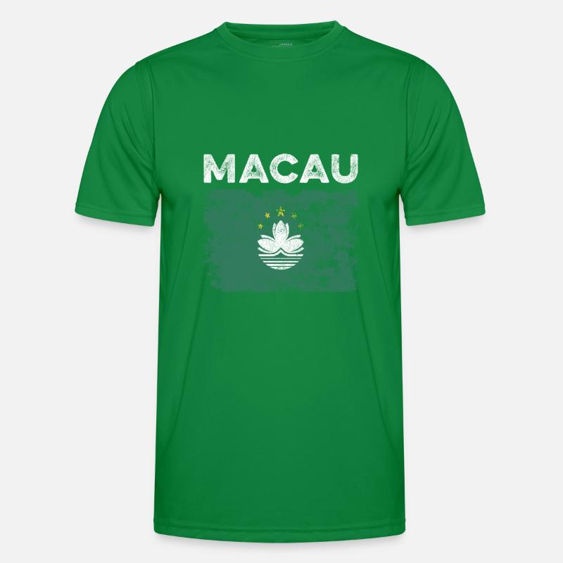 Macau Flag Distressed - Macanesische Flagge Männer Funktions-T-Shirt