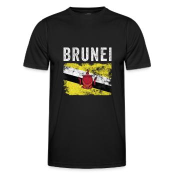 Drapeau du Brunei en détresse - Drapeau brunéien - T-shirt sport Homme - noir - Devant - AI Model Male 178 dark (178cm)