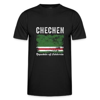 Drapeau tchétchène en détresse - Drapeau du Caucase - T-shirt sport Homme - noir - Devant - AI Model Male 178 dark (178cm)
