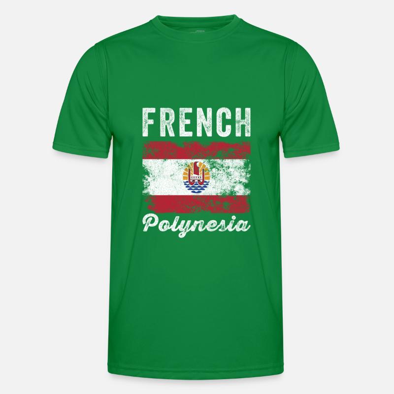 French Polynesia Flag Distressed Men's Functional T-Shirt