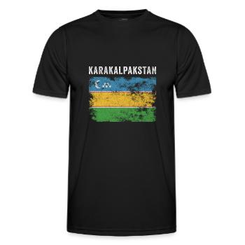 Karakalpakstan Flag Distressed - Men's Functional T-Shirt - black - Front - AI Model Male 178 dark (178cm)