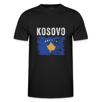 Kosovo Flag Distressed - Kosovar Flag - Men's Functional T-Shirt - black - Front - AI Model Male 178 dark (178cm)