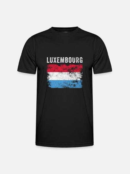 Luxembourg Flag Distressed - Men's Functional T-Shirt - black
