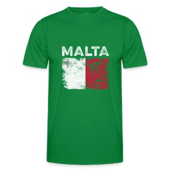 Malta Flag Distressed - Maltese Flag - Men's Functional T-Shirt - kelly green - Front - AI Model Male 178 dark (178cm)