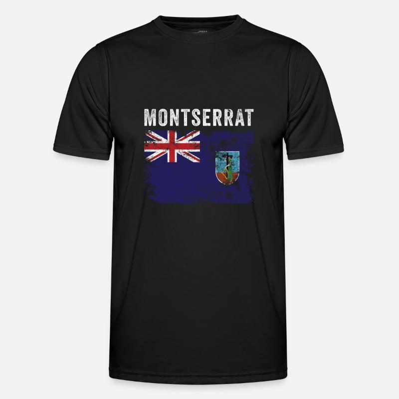 Montserrat Flag Distressed Men's Functional T-Shirt