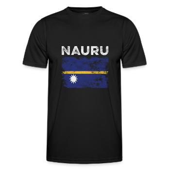 Nauru Flag Distressed - Nauruische Flagge - Männer Funktions-T-Shirt - Schwarz - Vorne - AI Model Male 178 dark (178cm)