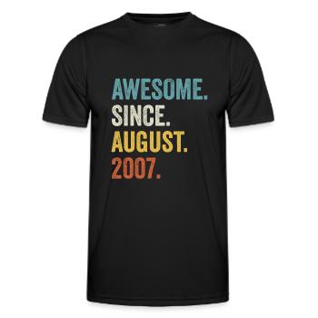 15 Years Old Awesome Since August 2007 15th - Men's Functional T-Shirt - black - Front - AI Model Male 178 dark (178cm)
