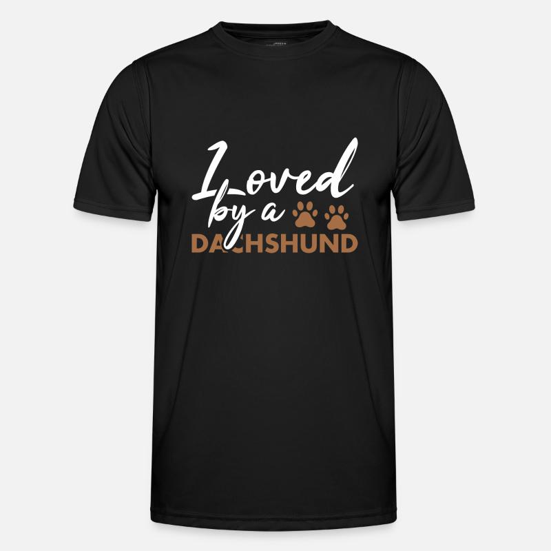 Loved By A Dachshund - Men's Functional T-Shirt - black