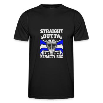 Ice Hockey Hockey - Straight Outta the Penalty Box - Men's Functional T-Shirt - black - Front - AI Model Male 178 dark (178cm)
