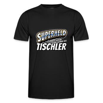 Superheld, clever getarnt als Tischler - Männer Funktions-T-Shirt - Schwarz - Vorne - AI Model Male 178 dark (178cm)