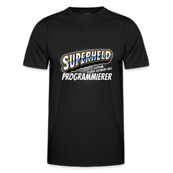 Superheld, clever getarnt als Programmierer - Männer Funktions-T-Shirt - Schwarz - Vorne - AI Model Male 178 dark (178cm)