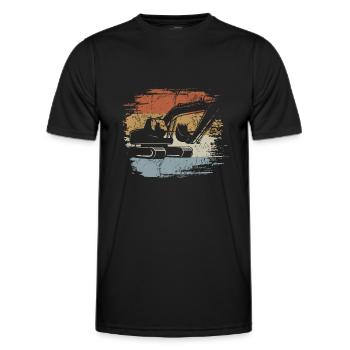Retro - Vintage - Excavator - Dredging - Men's Functional T-Shirt - black - Front - AI Model Male 178 dark (178cm)