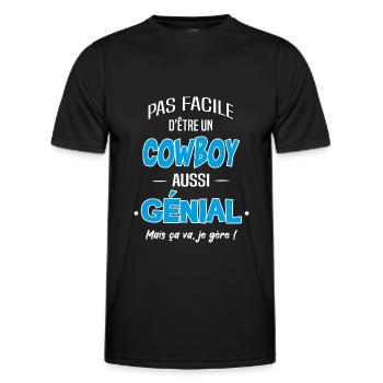 cowboy - T-shirt sport Homme - noir - Devant - AI Model Male 178 dark (178cm)