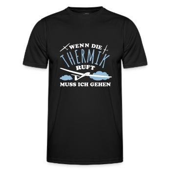 Wenn die Thermik ruft muss ich gehen - Segelflug - Männer Funktions-T-Shirt - Schwarz - Vorne - AI Model Male 178 dark (178cm)