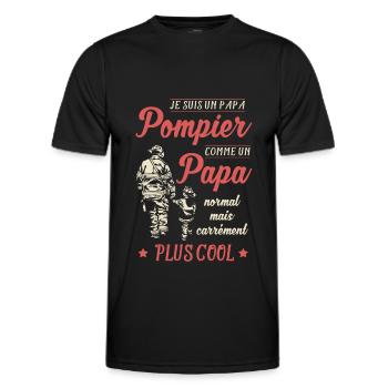 papa pompier plus cool - T-shirt sport Homme - noir - Devant - AI Model Male 178 dark (178cm)