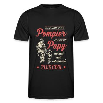 Grand Père Sapeur Pompier Papy Cool Pompiers Papi - T-shirt sport Homme - noir - Devant - AI Model Male 178 dark (178cm)