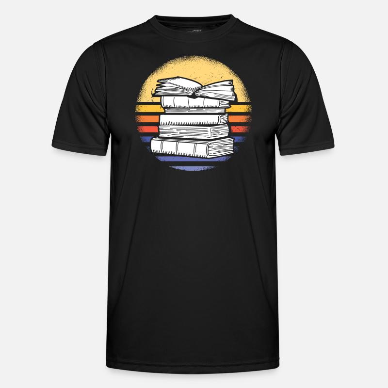 Reader Retro Sunset Reading - Men's Functional T-Shirt - black