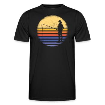 Fisher Retro Sunset Fishing - Männer Funktions-T-Shirt - Schwarz - Vorne - AI Model Male 178 dark (178cm)