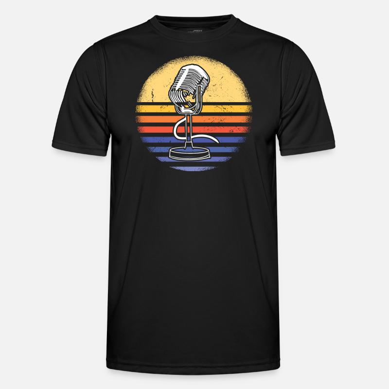 Singer Retro Sunset Singing - Männer Funktions-T-Shirt - Schwarz