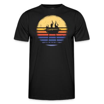 Griller Retro Sunset Grilling - Men's Functional T-Shirt - black - Front - AI Model Male 178 dark (178cm)