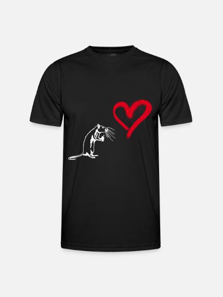 Graffiti Herz Street Art Ratte - Männer Funktions-T-Shirt - Schwarz