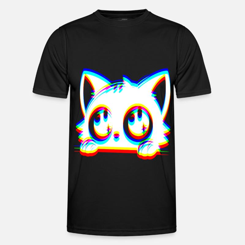 EDM Katze Glitch Style Männer Funktions-T-Shirt