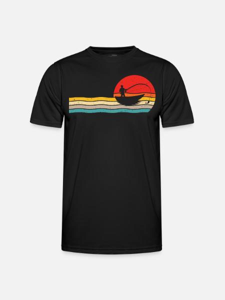 Pêche Fischer t-shirt rétro pêcheur - T-shirt sport Homme - noir