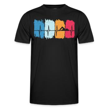 Flotter rétro heartbeat swim - T-shirt sport Homme - noir - Devant - AI Model Male 178 dark (178cm)
