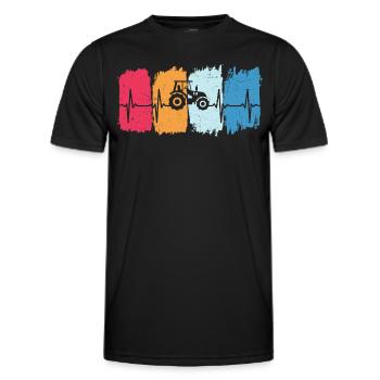Retro traktor herzschlag trecker t-shirt landwirt - Männer Funktions-T-Shirt - Schwarz - Vorne - AI Model Male 178 dark (178cm)