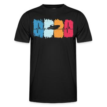 Retro heartbeat motorboat motorboat - Men's Functional T-Shirt - black - Front - AI Model Male 178 dark (178cm)