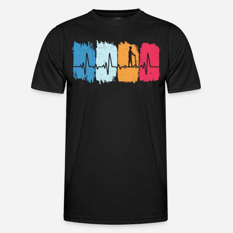 Tretroller retro herzschlag scooter roller - Männer Funktions-T-Shirt - Schwarz