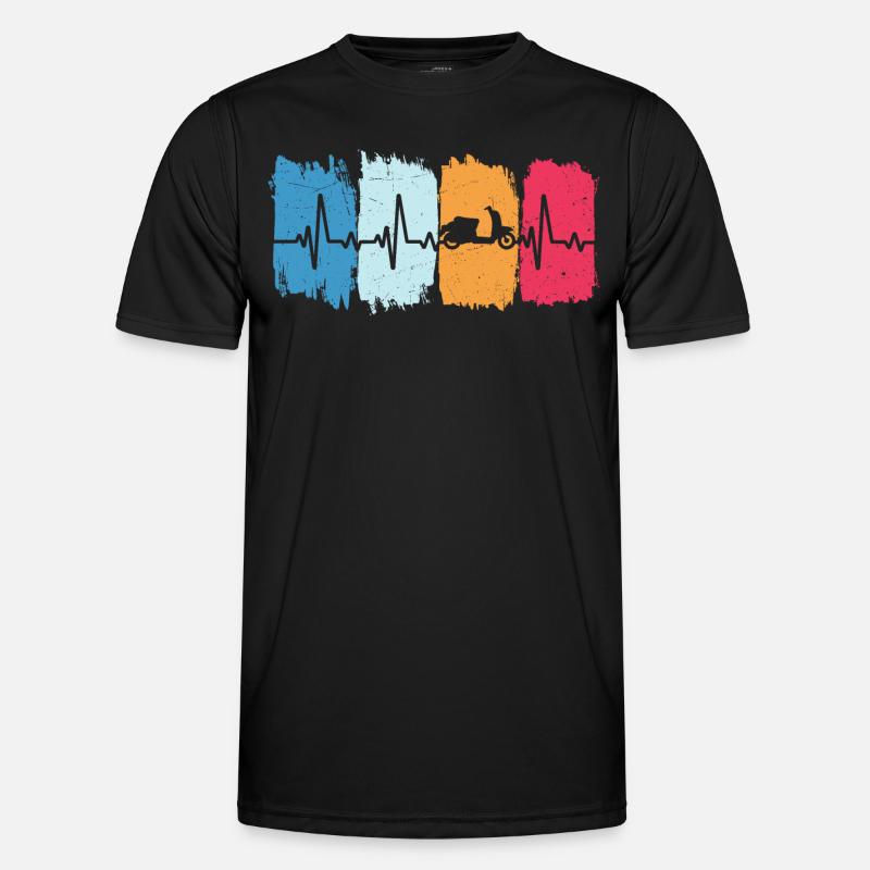 rollerfahren retro herzschlag scooter moped Männer Funktions-T-Shirt