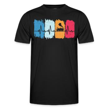 Model Railway Herzschlag Railway Locomotive - Men's Functional T-Shirt - black - Front - AI Model Male 178 dark (178cm)