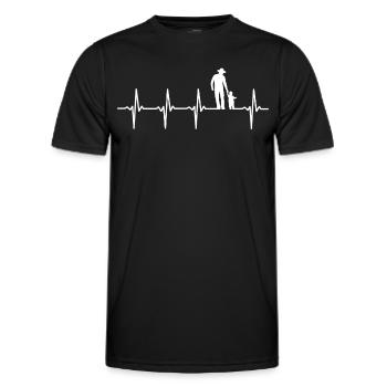 Grandfather and son Heartbeat Father and son - Men's Functional T-Shirt - black - Front - AI Model Male 178 dark (178cm)