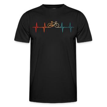 fahrrad retro herzschlag radfahrer radsport - Männer Funktions-T-Shirt - Schwarz - Vorne - AI Model Male 178 dark (178cm)