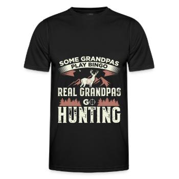 Hunter cadeau drôle grand-père chasse chassant des bois - T-shirt sport Homme - noir - Devant - AI Model Male 178 dark (178cm)