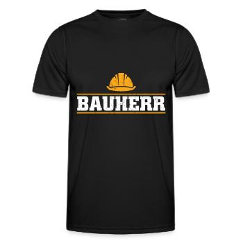 Bauherr | Richtfest Hausbau Baubeginn Geschenk - Männer Funktions-T-Shirt - Schwarz - Vorne - AI Model Male 178 dark (178cm)