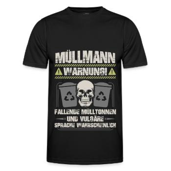 Müllmann Müllabfuhr Müllwerker Müllwagen Geschenk - Männer Funktions-T-Shirt - Schwarz - Vorne - AI Model Male 178 dark (178cm)