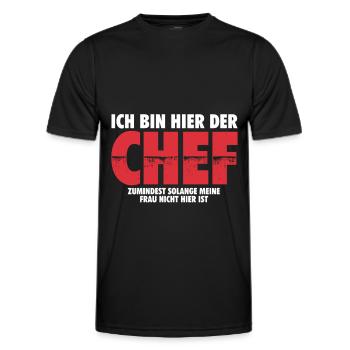 Ich bin hier der Chef | Ehemann Mann Geschenk - Männer Funktions-T-Shirt - Schwarz - Vorne - AI Model Male 178 dark (178cm)