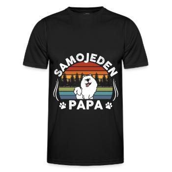 Samoyed Samoyed Papa Samoyed Dogs Gift - Men's Functional T-Shirt - black - Front - AI Model Male 178 dark (178cm)