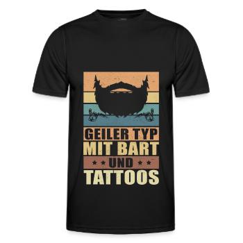 Geiler Typ mit Bart Tattoos Bartträger Geschenk - Männer Funktions-T-Shirt - Schwarz - Vorne - AI Model Male 178 dark (178cm)