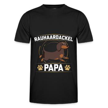 Rauhaardackel Papa Hund Hundebesitzer Geschenk - Männer Funktions-T-Shirt - Schwarz - Vorne - AI Model Male 178 dark (178cm)