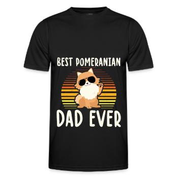 Nain Pomeranian papa propriétaire de chien cadeau - T-shirt sport Homme - noir - Devant - AI Model Male 178 dark (178cm)