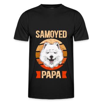 Samoyed Papa Dog Owner Owner Gift - Men's Functional T-Shirt - black - Front - AI Model Male 178 dark (178cm)
