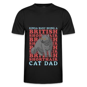 British Shorthair Papa | Chat Chat Papa Cadeau - T-shirt sport Homme - noir - Devant - AI Model Male 178 dark (178cm)