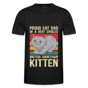 British Shorthair Papa Chat Cadeau - T-shirt sport Homme - noir - Devant - AI Model Male 178 dark (178cm)