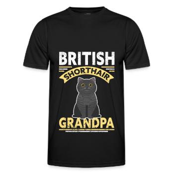 Grand-père British Shorthair | Cadeau papa chat - T-shirt sport Homme - noir - Devant - AI Model Male 178 dark (178cm)