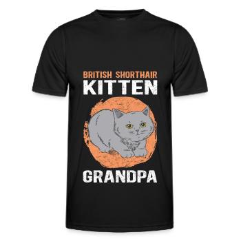 British Shorthair Grandpa Chaton Chat Cadeau - T-shirt sport Homme - noir - Devant - AI Model Male 178 dark (178cm)