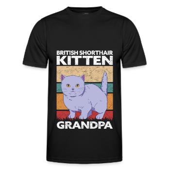 British Shorthair Grandpa Cat Kitten Cadeau - T-shirt sport Homme - noir - Devant - AI Model Male 178 dark (178cm)